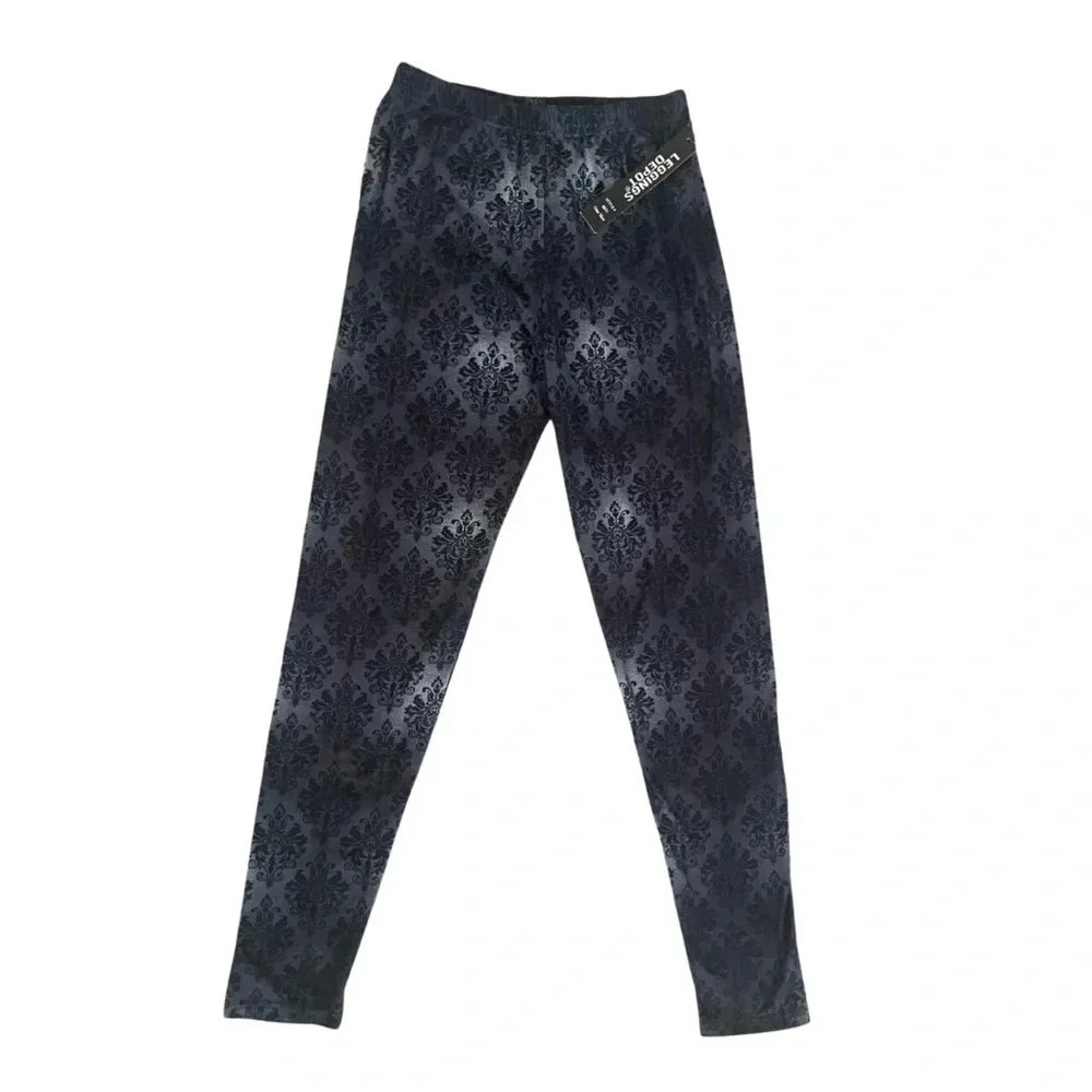 Legging Depot Nadine West Patterned Black and Gray Leggings. 1 Size Stretchy